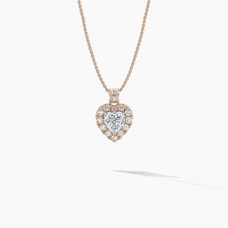 Heart Diamond Drop Single Halo Pendant