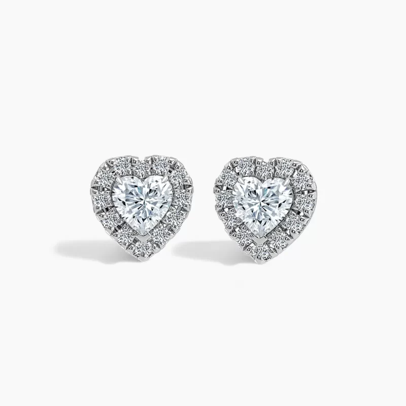 Heart Diamond Drop Single Halo Earrings