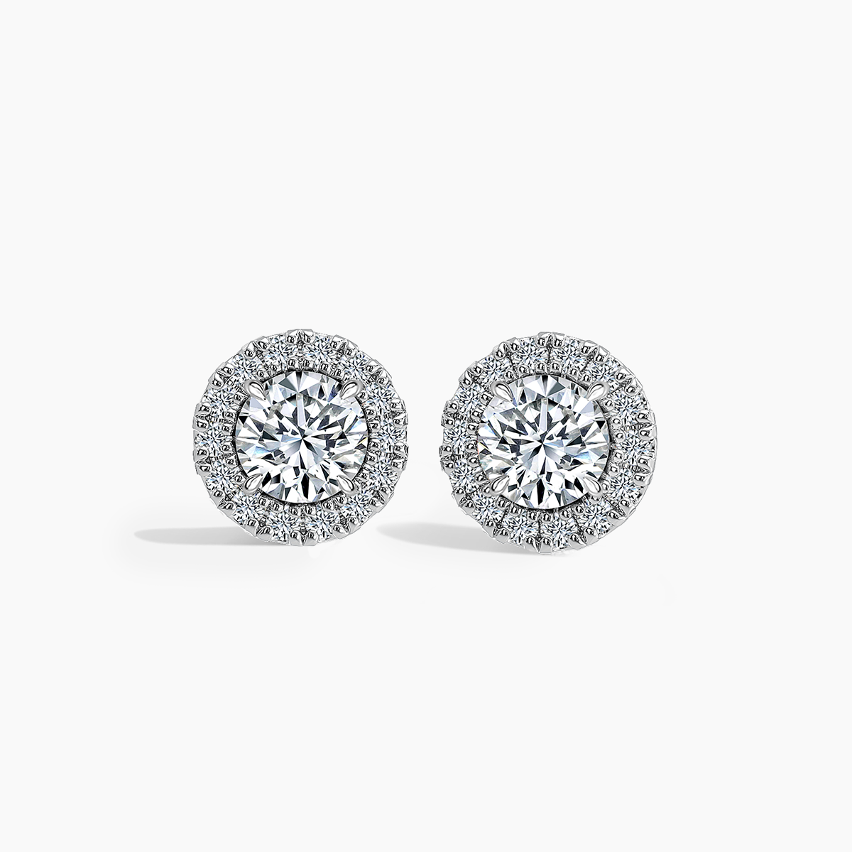 Round Diamond Drop Single Halo Earrings