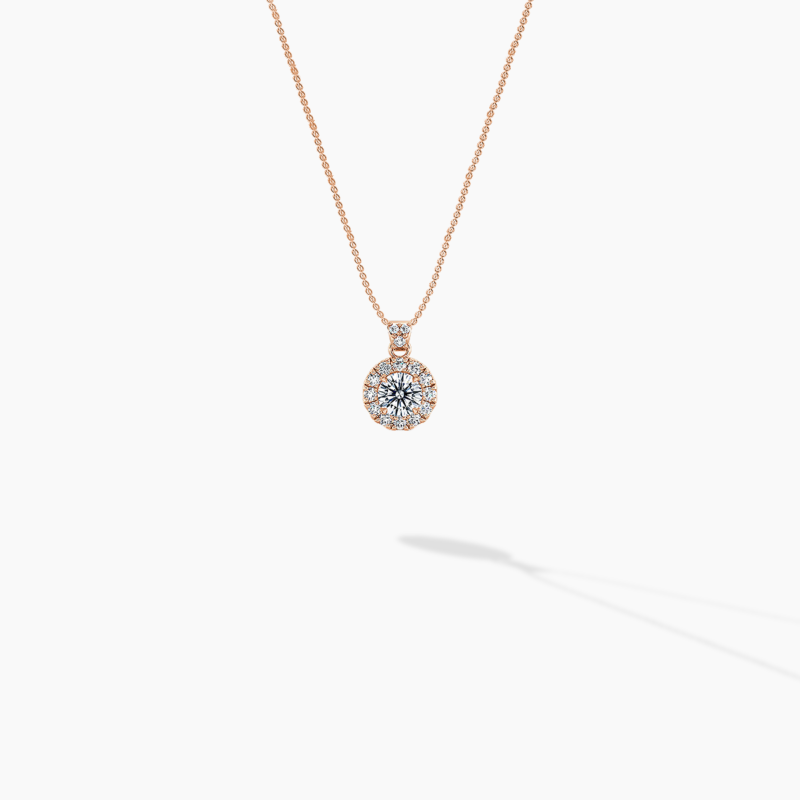 Round Diamond Drop Single Halo Pendant